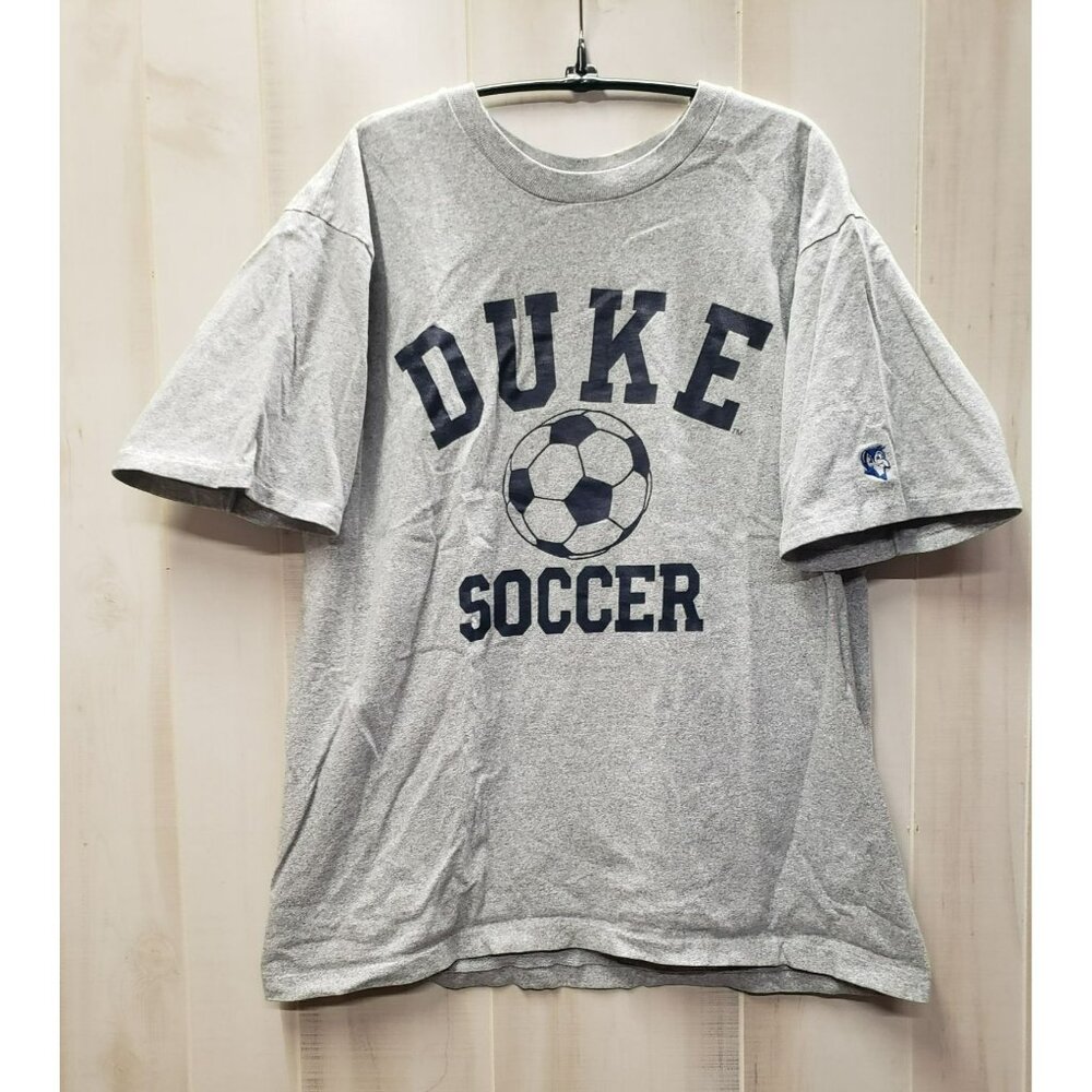 Vintage Duke Soccer XL S/S T-Shirt Single Stitch Gray, Cotton Exchange, USA Made
